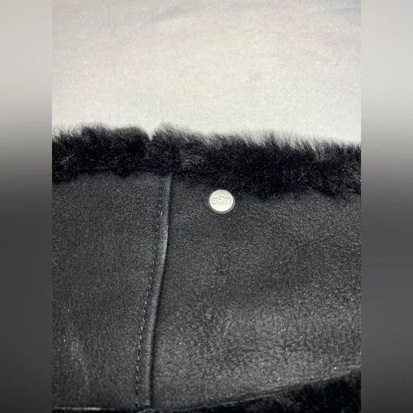 UGG Australia Suede Shearling Reversible Black Headband S/M P/M display picture 3
